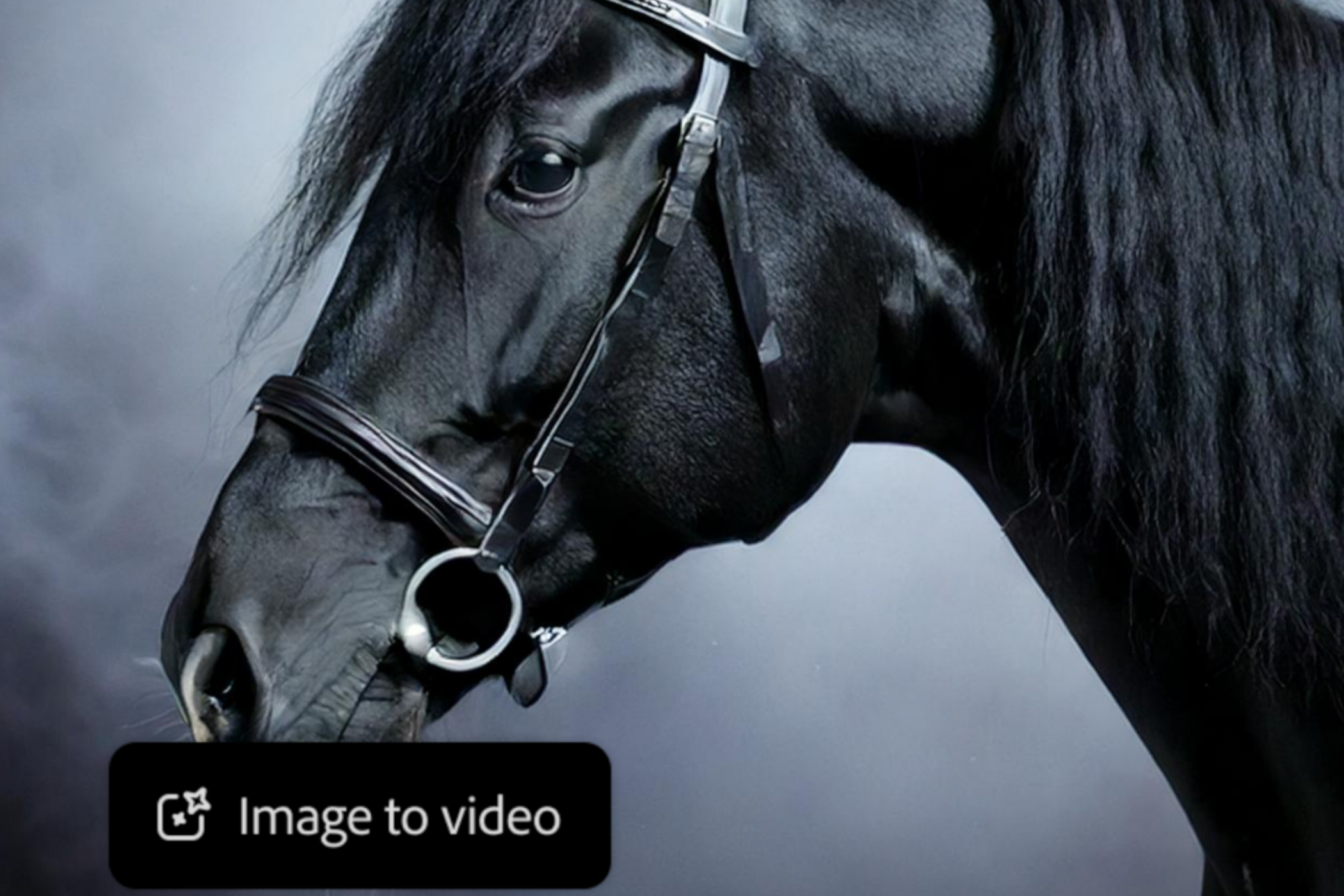 Зображення Adobe Firefly у відео із зображенням коня в тумані